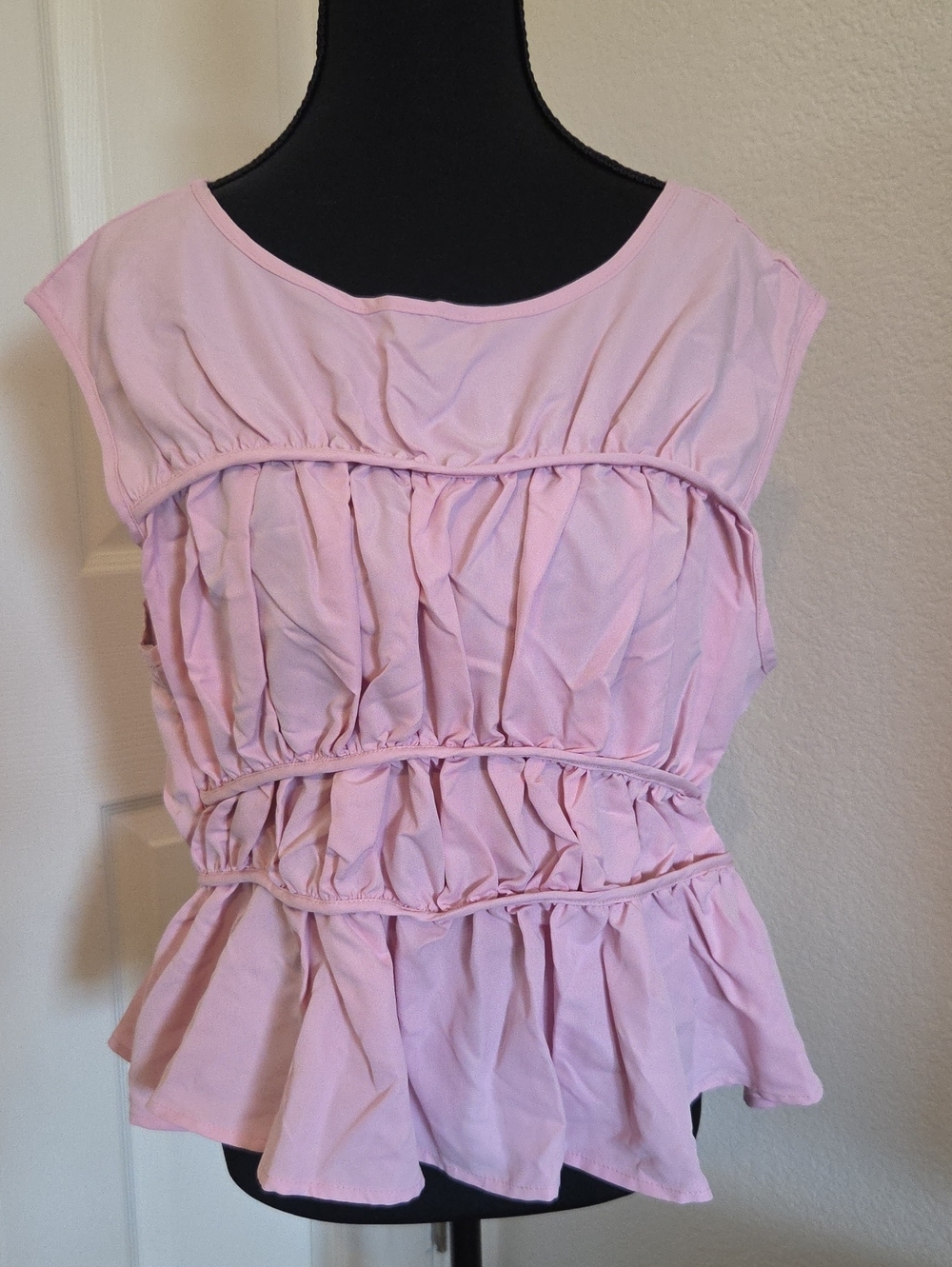 SHEIN Light Pink Ruffled Tiered Tank Top